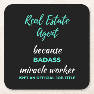 Echter Anwesen Agent wegen Badass Miracle Worker Rechteckiger Pappuntersetzer
