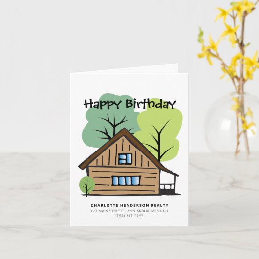 Echter Anwesen Client handGezeichnet Happy Birthda Karte (Gelbe Blume)