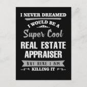 Echter Anwesen-Schätzer tötet es lustig Postkarte (Vorderseite)