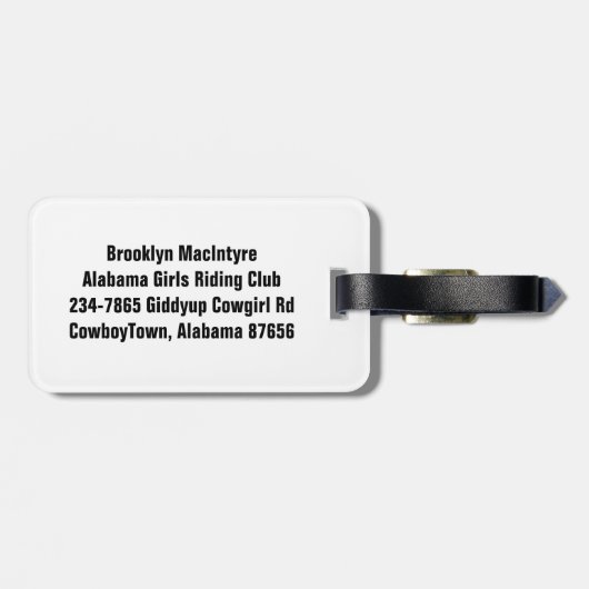 Echter authentischer COWGIRL Stiefel u. Hut Gepäckanhänger (Rückseite horizontal)