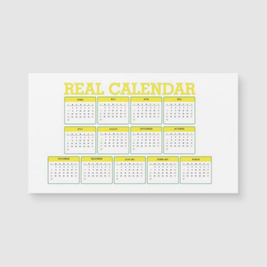 echter fester Kalender Magnetkarte (Vorderseite)