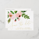 echter Folie pink flötenelegant Save the Date Folien Feiertagspostkarte<br><div class="desc">SCHÖNE MODERNE WASSERFARBE SAVE THE DATE POSTCARD</div>