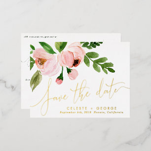 echter Folie pink flötenelegant Save the Date Folien Feiertagspostkarte