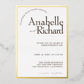 echter Gold Luxus einfache klassische Hochzeit Folieneinladung (Vorderseite)