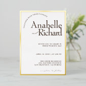 echter Gold Luxus einfache klassische Hochzeit Folieneinladung (Stehend vorne)