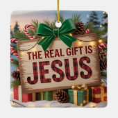 Echter Jesus-Geschenk-Schmuck Keramikornament (Rückseite)