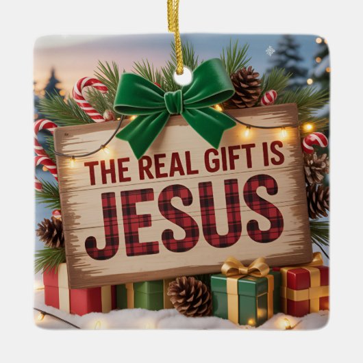Echter Jesus-Geschenk-Schmuck Keramikornament (Vorderseite)