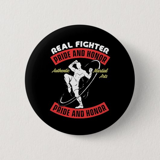 Echter Kämpfer Muay Thai MMA Kampf Authentische Ka Button (Vorderseite)