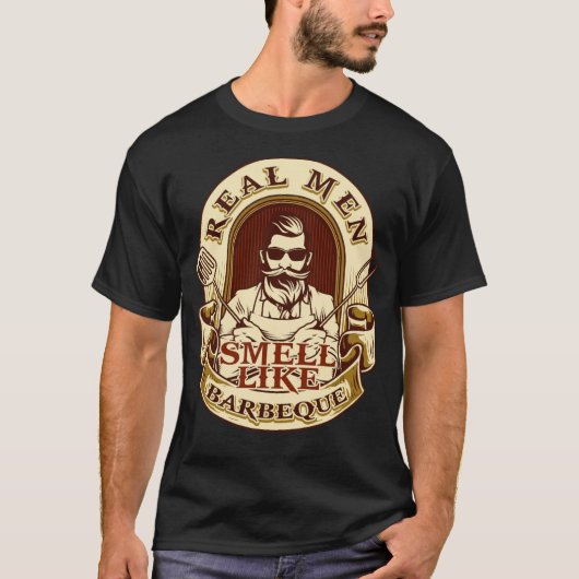 Echter Mann, der Barbeque nach einem Pitmaster-Say T-Shirt (Vorderseite)