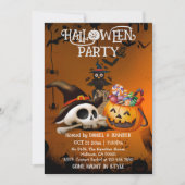 Echter Schädelknochen Jack-o'-Lantern-Süßenkanal H Einladung (Vorderseite)