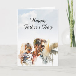 Echter Vater Junger Mann und Sohn Vater's Day Karte