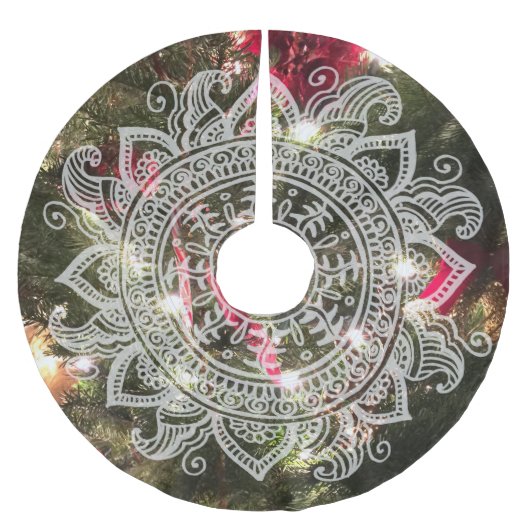 Echter Weihnachtsbaum Doily Mandala Snowflake Lace Polyester Weihnachtsbaumdecke (Vorderseite)