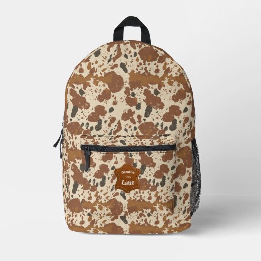 Echtes 100% Latte  | Cowhide-Kaffee-Ästhetik Bedruckter Rucksack (Vorderseite)