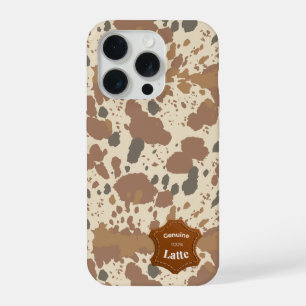 Echtes 100% Latte   Kuhfell-Kaffeestil iPhone 15 Pro Hülle