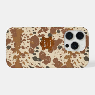 Echtes 100% Latte-Mug Kuhfell-Kaffee-Ästhetik iPhone 15 Pro Hülle