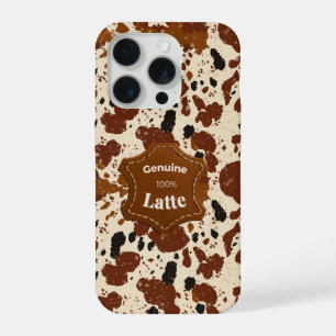 Echtes 100% Latte-Rindfledermuster Neutral iPhone 15 Pro Hülle