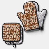 Echtes 100% Latte-Rindfledermuster | Neutral Ofenhandschuh & Topflappen-Set (Vorderseite/Rückseite)
