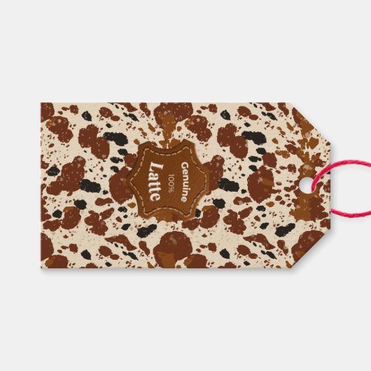Echtes 100% Latte-Rindledermuster | Neutral Geschenkanhänger (Vorderseite (Horizontal))