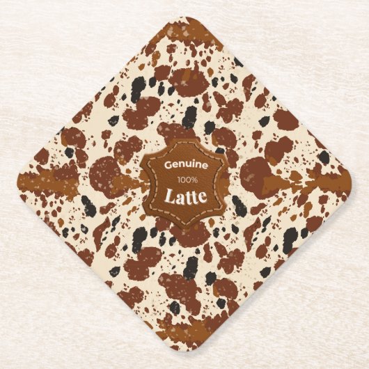 Echtes 100% Latte-Rindledermuster | Neutral Untersetzer (Vorderseite)