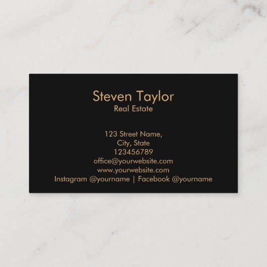 echtes Anwesen berufliche Immobilie Gold schwarz Visitenkarte (Rückseite)