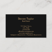 echtes Anwesen berufliche Immobilie Gold schwarz Visitenkarte (Rückseite)