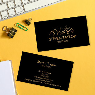 echtes Anwesen berufliche Immobilie Gold schwarz Visitenkarte
