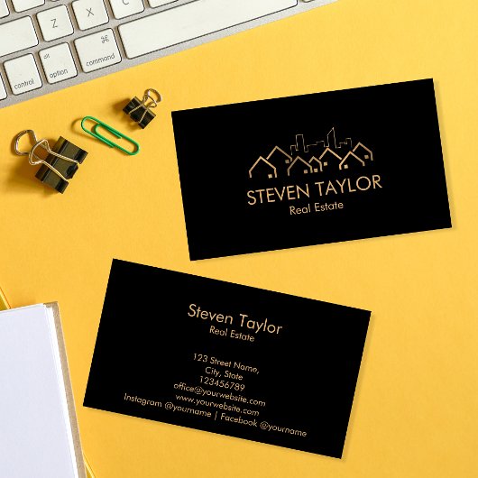 echtes Anwesen berufliche Immobilie Gold schwarz Visitenkarte
