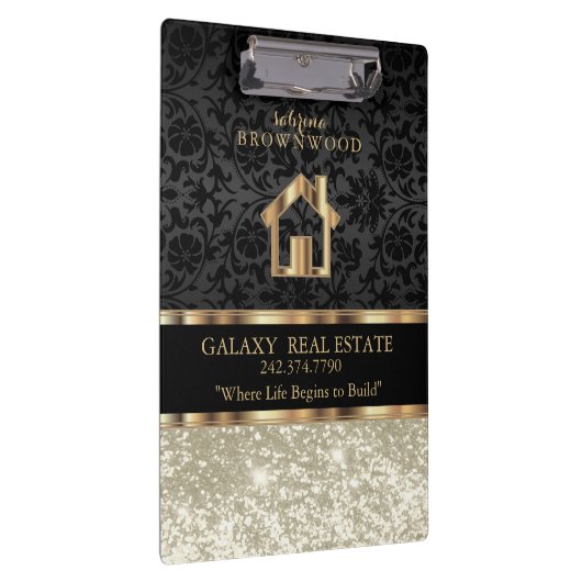 Echtes Anwesen - Elfenbeinharz-Glitzer und Schwarz Klemmbrett (Rechts)