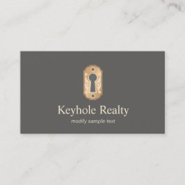 Echtes Anwesen für das elegante Gold Key Hole Logo Visitenkarte