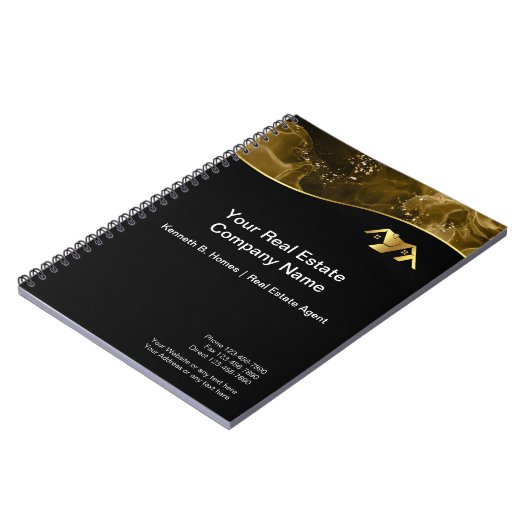 Echtes Anwesen. Konstruktion. Black Gold Notizblock (Linke Seite)