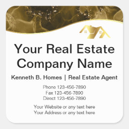 Echtes Anwesen. Konstruktion. Black Gold Quadratischer Aufkleber