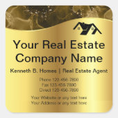 Echtes Anwesen. Konstruktion. Black Gold Quadratischer Aufkleber (Vorderseite)