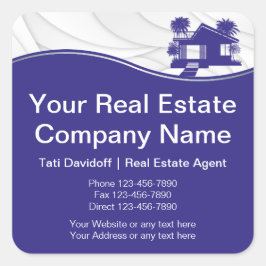 Echtes Anwesen. Konstruktion. Blue Silver Quadratischer Aufkleber