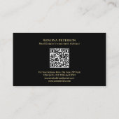 Echtes Anwesen mit House Foto, Gold Akzent, QR Cod Visitenkarte (Rückseite)