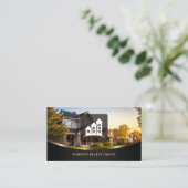 Echtes Anwesen mit House Foto, Gold Akzent, QR Cod Visitenkarte (Stehend Vorderseite)