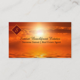 Echtes Anwesen Monogram Orange Sunset to Sea Visitenkarte