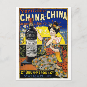 Echtes China-Likör Frankreich Vintage-Plakat Postkarte