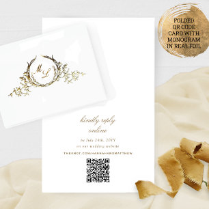 Echtes Folien-Chic-Kalligrafie-Monogramm RSVP QR-C Folienkarte