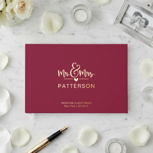 Echtes Folien-Hochzeitsgästebuch für Mr & Mrs pers Gästebuch