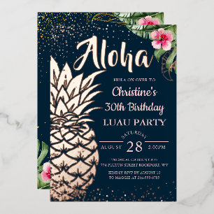Echtes Folien Tropisches Ananas Blumen Luau Rosen Folieneinladung