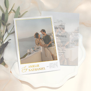 Echtes Folio Elegante 2 Verlobungsfotos Hochzeit Folieneinladung