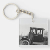 Echtes Foto Antikes Auto & Mann Schlüsselanhänger (Vorderseite)