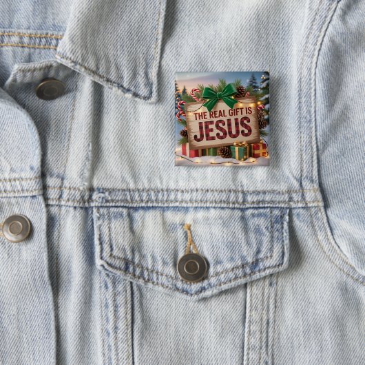 Echtes Geschenk Jesus Quadrat-Button Button (Beispiel)