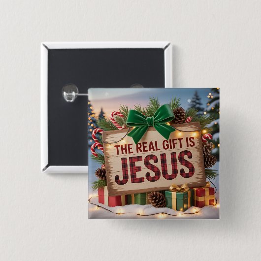 Echtes Geschenk Jesus Quadrat-Button Button (Vorne & Hinten)