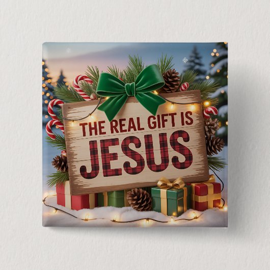 Echtes Geschenk Jesus Quadrat-Button Button (Vorderseite)