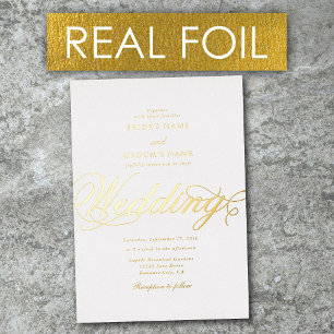Echtes Goldfolie Elegant Klassisch Luxus Weiße Hoc Folieneinladung