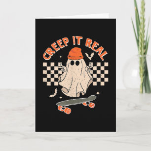 Echtes Grusel-Skateboarding-Gespenst Retro-Hallowe Karte