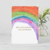 Echtes Kinder Regenbogen Wasserfarben Geburtstag Einladung (Stehend Vorderseite)