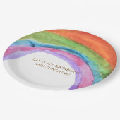 Echtes Kinder Regenbogen Wasserfarben Geburtstag Pappteller (Schrägansicht)
