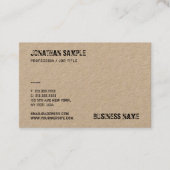 Echtes Kraft-Papier gestörte Textvorlage Moderne Visitenkarte (Vorderseite)